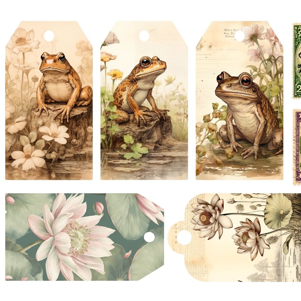 Junk Journal Frog pages